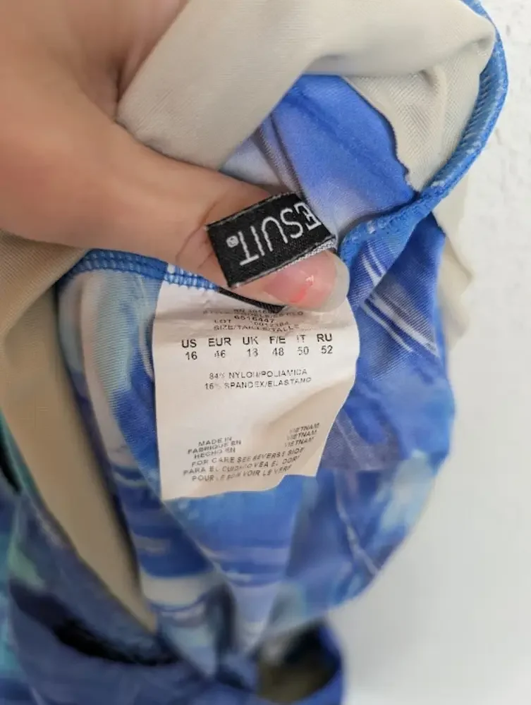 Miraclesuit Plus Size 16 Labyrinth Love Knot Underwire Tankini Top Blue Vacation